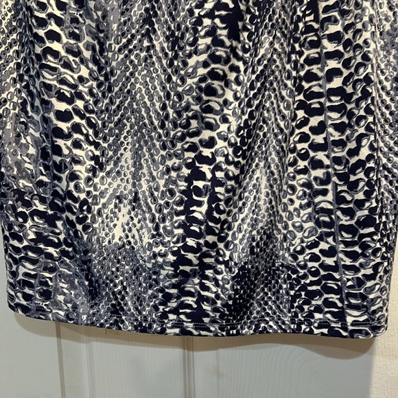 NWT! Elie Tahari Blue Printed Draped Mock Neck Sleeveless Top Blouse XL - Picture 7 of 10